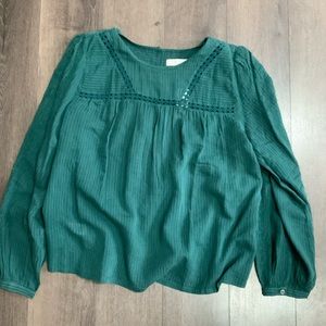 Women’s NWT LOFT Large Woven Green Top